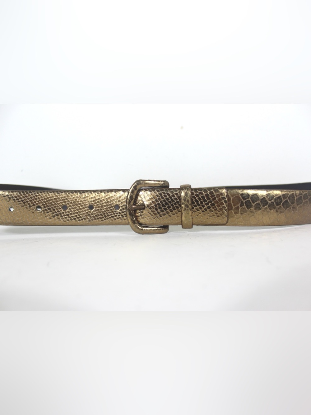 Bronze Gold Snakeskin Embossed Leather Belt Self Covered Leather Buckle Wide